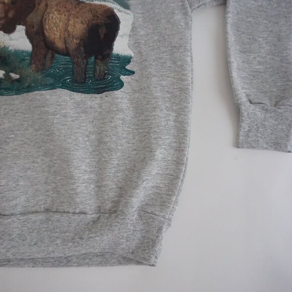 Vintage Sunwear Sweater Gray Moose Outdoor Wilderness Cabincore Medium - Picture 5 of 9